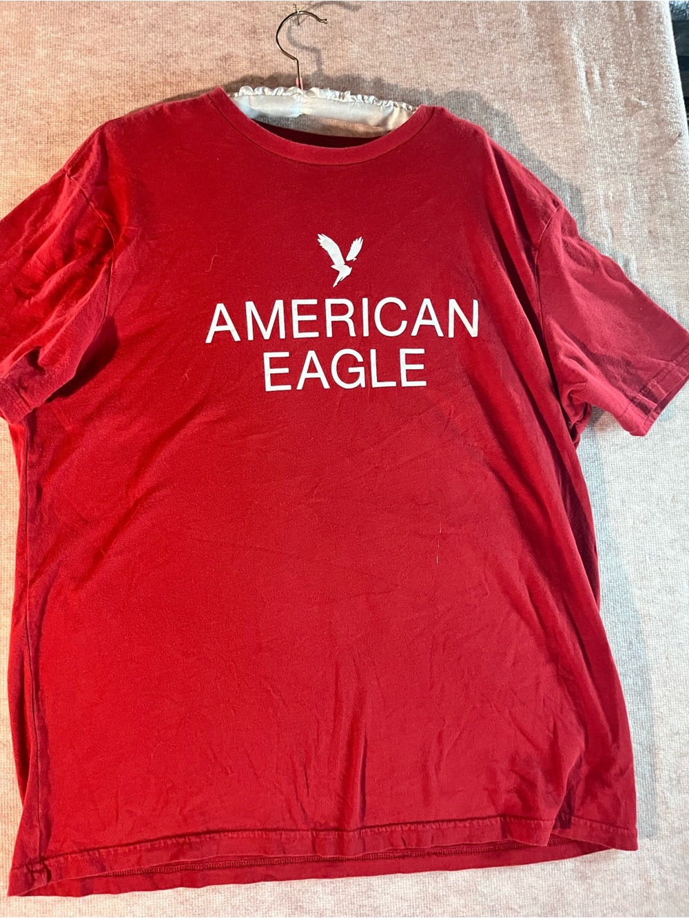 American Eagle Outfitters Red Short-Sleeve Logo Tee